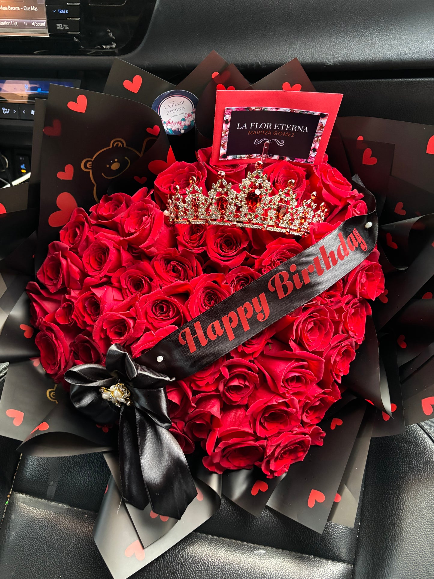 Happy Birthday Heart Rose Bouquet